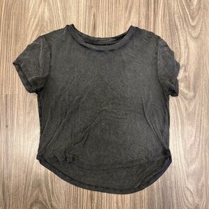 Lucky Brand Acid Wash Black Crop Top with Short Sleeves